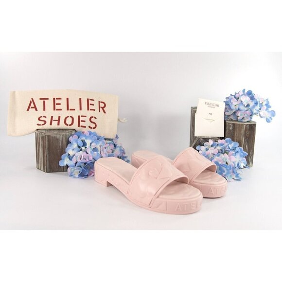 Valentino Garavani Rose Quartz Limited Edition 40MM Rubber Slide Sandals 40 NIB - Picture 1 of 10